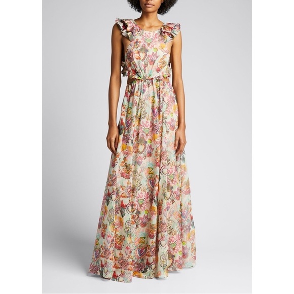 Zimmerman the Lovestruck Ruffle Maxi Dress Flaming Hearts Print size 0 | US 4 - Picture 3 of 16